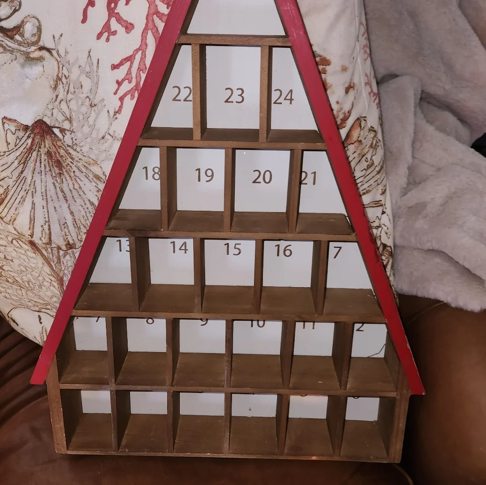 William and Sonoma Rustic and Charming Wooden Cubbied Cottage Advent Calendar